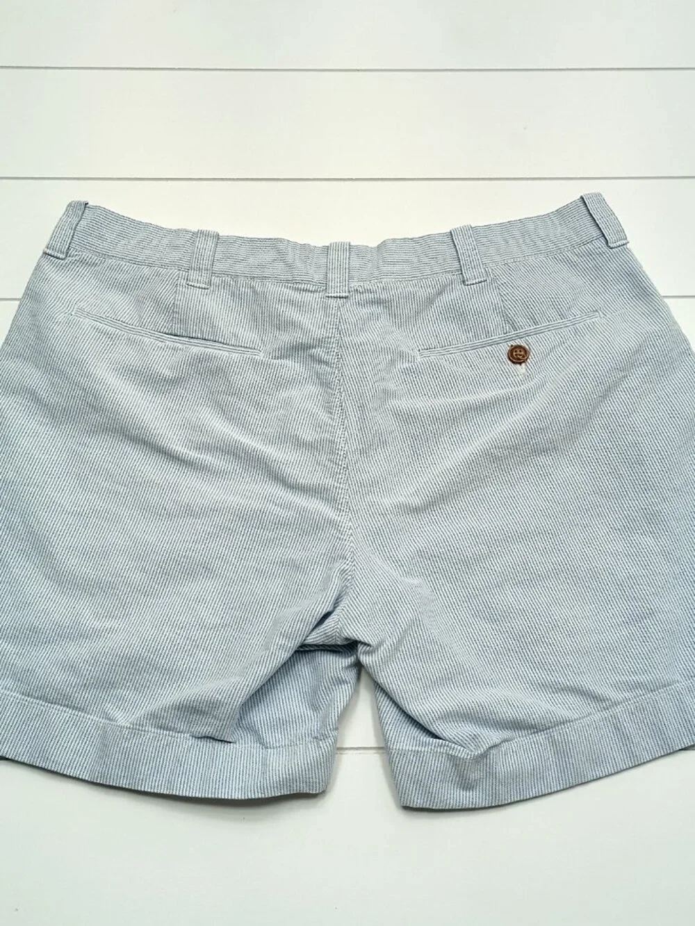 J.Crew Reade Shorts 34 Blue White Stripe Cotton Chino Preppy Summer Casual